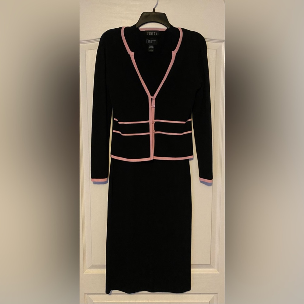 Finity Pink and Black Knit Dress and Jacket